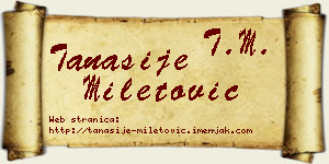 Tanasije Miletović vizit kartica